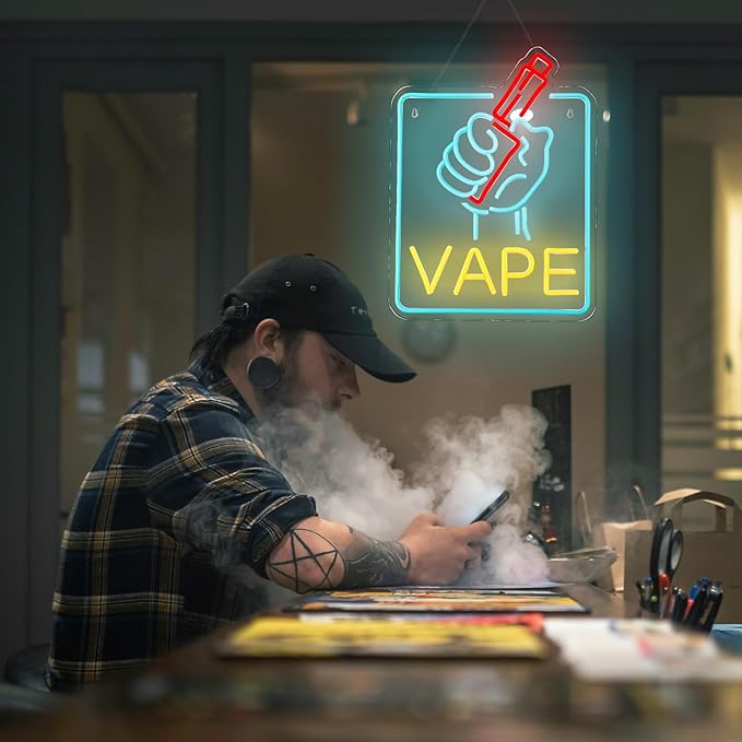 VAPE Neon Sign Led for Business Smoke Shops Neon Light Up Signs Wall Art VapeSmoke Smoking Store USB Powered 15.7"x11.8"