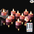 Amagic Flameless Pink Timer Remote Tealights Candles, 3D Black Wick Flickering Tea Light, 300+Hour Colored Votive Candles Battery Operated, Set of 24 for Romantic Wedding Decor, Baby Showers, Proposal