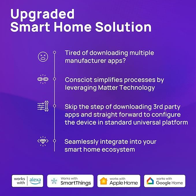 Consciot Smart Light Bulbs, WiFi Bluetooth Color Changing LED Light Bulb, A19 E26 RGBTW Light Bulbs That Works with Alexa/Google Home/Apple Home/Siri, Music Sync, 60W Equivalent Smart Bulb, 6 Pack