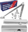 Heavy Duty Commercial Door Closer, ADA UL Grade 1 Listed Automatic Self Closing Door Hinges, Door Closers Commercial High Traffic, Auto Door Closer, Hydraulic Spring Soft Close (Silver)