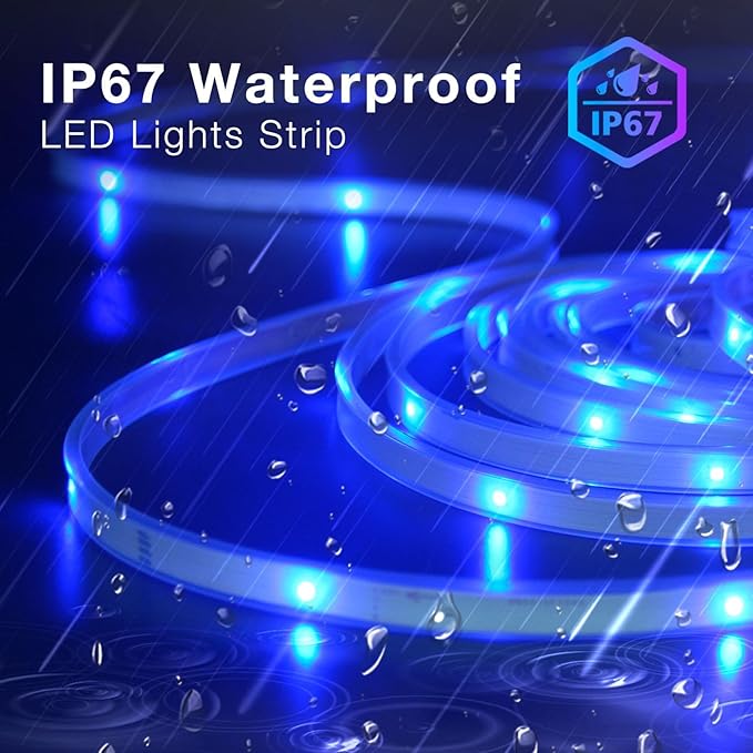 DAYBETTER 100ft Outdoor LED Strip Lights, Waterproof, IP67 Outdoor LED Lights with Remote, Bluetooth APP Control, Color Changing LED Rope Lights for Bedroom, Bathroom, Roof, Balcony, Pool
