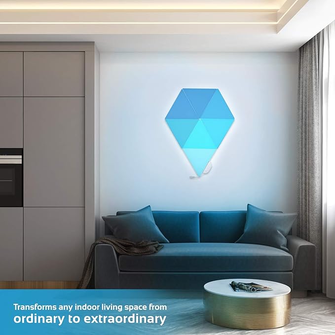 Koozam Smart Wall LED Light Panels | Create Customized Art Wall Decor & Watch As The Sound Activated Tiles Change Color with Music | WiFi Lighting Lamp Kit Compatible with Alexa Google Home