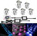 6 Pack LED Stair Lights Kit Low Voltage Waterproof IP65 Outdoor 1-2/5" Multi-Color RGB Recessed Wood LED Deck Lighting Yard Garden Patio Step Landscape Pathway Decor Lamps,RGB