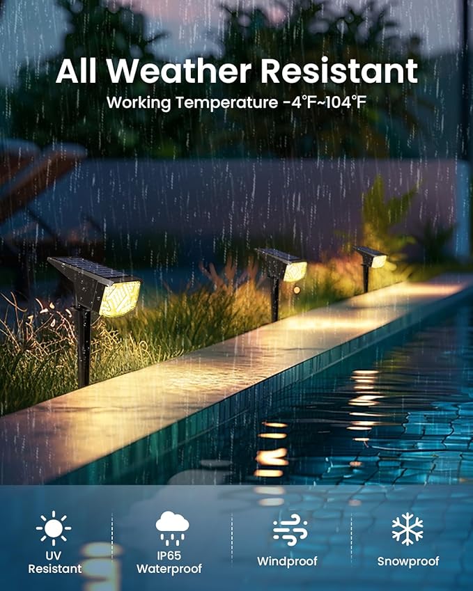 SOLPEX Solar Spot Lights Outdoor Waterproof IP65, Landscape Spotlights Outdoor, Compact Design Spot Lights, Solar Powered Flood Lights for Garden Yard Pathway House Tree Outside, 10 Pack, Warm White