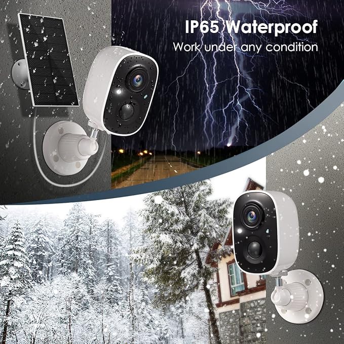 GMK Solar Security Cameras Wireless Outdoor 4 Pack, 2K Battery Powered Cameras for Home Security, Color Night Vision, Motion Detection, 2-Way Talk, IP65 Waterproof, Remote Access, Cloud/SD Storage