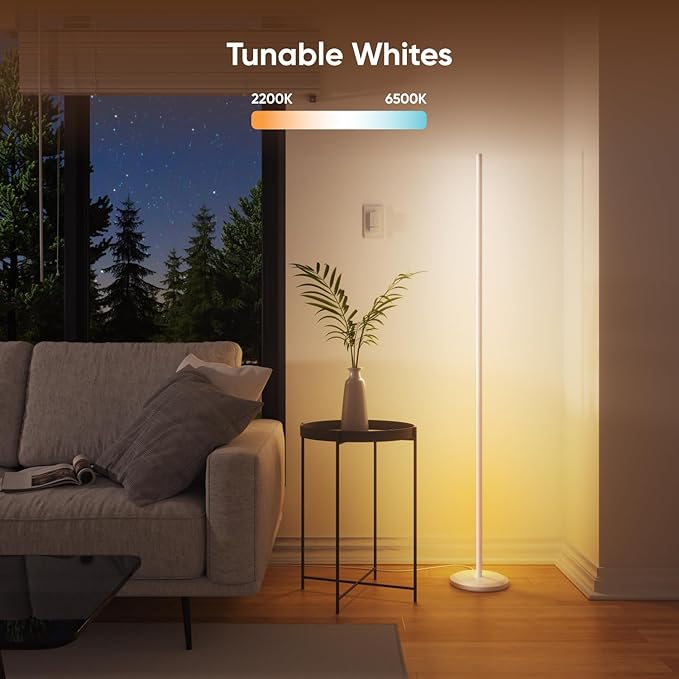 Nanoleaf Matter Smart Floor Lamp, LED Standing Lamps Work with Alexa, Music Sync Corner Lamp,16 Million Colors, 1700lm RGBTW Floor Lamp with Voice Control for Living Room, Ambient Lighting, White