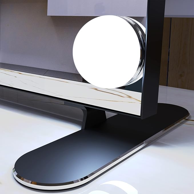 BEAUTME Vanity Mirror with Lights, Lighted Makeup Mirror with 14 Dimmer Bulbs, 2 Color Lighting Mode, Touch Control, Tabletop or Wall Mounted for Bedroom,Dressing Room,Black 23.6" X 20"