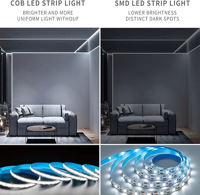 24V COB LED Strip, LED Strip for Bedroom, Touch Dimmable LED Strips, White LED Light Strip, COB Flexible Light for Bedroom Cabinet Vanity Mirror DIY Lighting