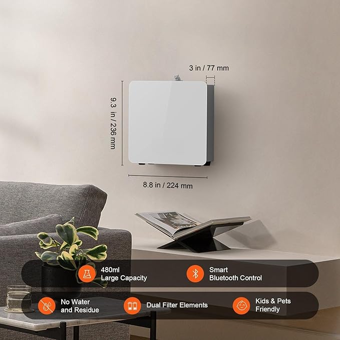 Bluetooth Smart Scent Air Machine, 480ml Waterless Cold Air Diffuser for 2500 sq.ft, Essential Oil Aromatherapy Diffuser with Timer Function for Home, Office, Spa & Hotel