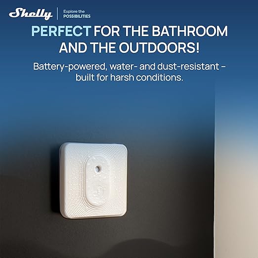 Shelly BLU H&T ZB Ivory, Bluetooth & Zigbee Operated Temperature & Humidity Levels Sensor, Compatible with Home Assistant, Alexa, Google Home, Water & Dust Resilient, IP54, Real Time Monitoring