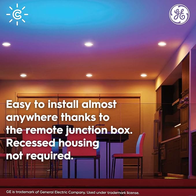 GE Cync Reveal HD+ Smart LED Wafer Downlight, Color Changing LED Light, Works with Alexa and Google Home, Matter Compatible, No Recessed Lighting Housing Required, Ceiling Lights, 2 Inch (3 Pack)