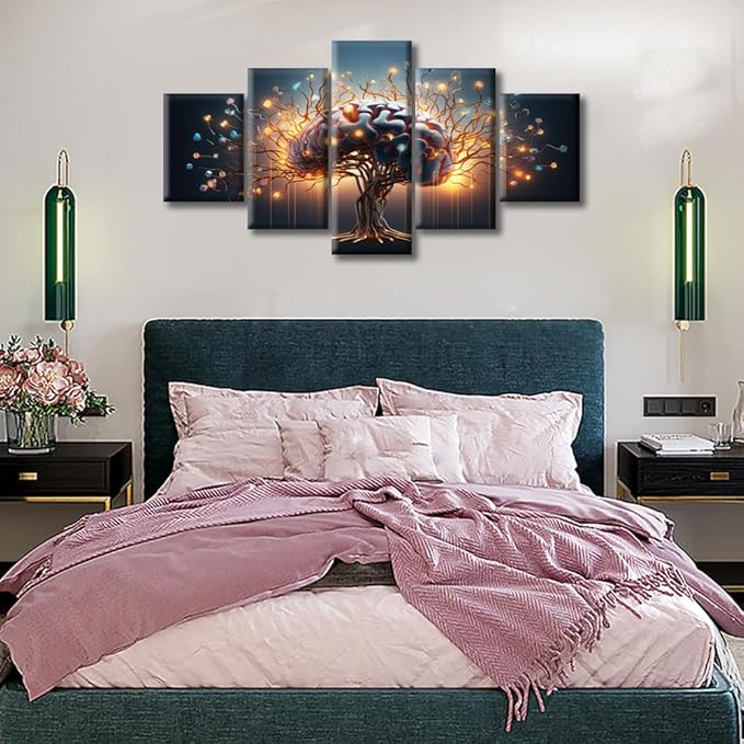 Nervous System Canvas Prints Artificial Intelligence and Futuristic Technology Wall Art Paintings Art Posters Pictures for Living Room Modern Home Decor Framed Wall Art Decorations, (60"Wx32"H)