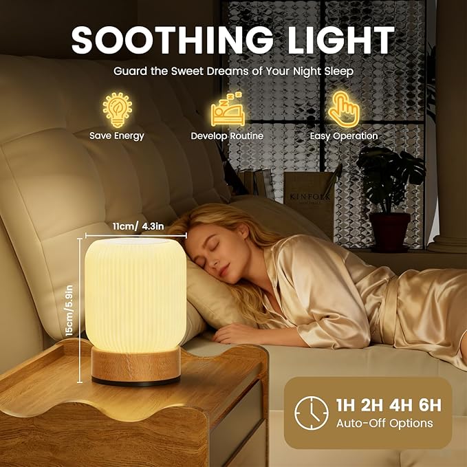 Night Light, Bedside Table Lamp with Touch & Remote Control, 13 RGB Colors 6-Level Dimmable, Rechargeable Cordless for Bedroom, Nursery, Gaming Room, Party