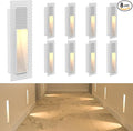 8 Pack Trimless Recessed Step Lights, 2W 3000K Warm White Wall Light, Indoor Rectangle Skirting Board Lighting, Invisible Stair Lights for Hallway, Bedroom, Staircase (No Dimming)
