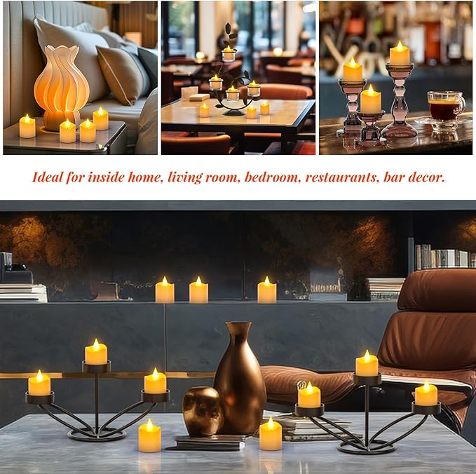 PChero Flameless Candles with Remote Timer, 6 Packs Rechargeable Tea Lights Flickering LED Votive Candles with USB Charging Cable for Christmas Halloween Fall Home Room Decor
