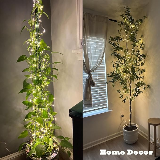 USB Fairy Lights, 2 Pack 33Ft 100 LED, Flexible Silver Wire Mini String Lights for Bedroom Wedding Christmas Decor, DIY Crafting, Warm White