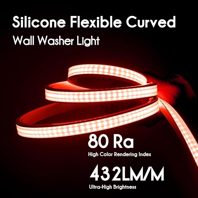 Shine Decor 24V RGB Wall Washer Lights 3.3FT with Flexible Linear Design, UL Listed IP67 Waterproof LED Strip Lights for Outdoor Commercial Lighting, Building, Wedding & Church Decoration, Hardwired