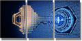 Modern Wall Art for Living Room Multi Panel Wall Decor A Key Formed from Binary Code Goes Into an Abstract Lock Picture Poster Artwork Stretched Framed Gallery-Wrapped Ready to Hang, 16x24inchx3