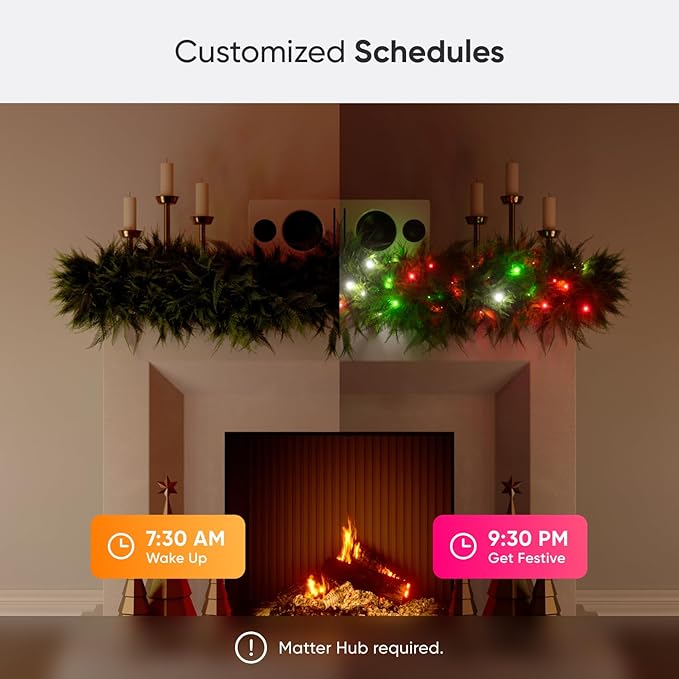 Nanoleaf Smart String Lights, 300 LED RGBW Indoor Christmas Lights, Matter Bluetooth & WiFi Multicolor LED Lights, App & Voice Control, Works with Apple Home, Google Home