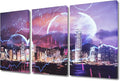 Analysis Concept Pictures Wall Decor for Living Room 3 Piece Forex Chart Drawings Over Cityscape Paintings Black and White Wall Art Posters and Prints Stretched and Framed Ready to Hang (36"Wx24"H)