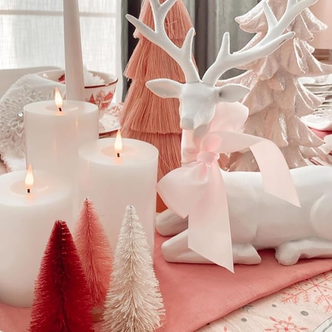 LampLust Realistic Flameless Pillar Candles with Remote, Set of 3, Batteries Included, Real White Wax, 3D Flickering LED Flame, 3 Inch Pillar Candles, Spring Decor, Centerpieces for Tables