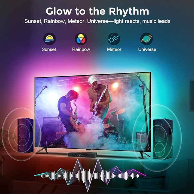 LightingWill 12.47ft TV LED Backlight for 55-65 in, Smart RGB-IC LED Lights Sync with TV, TV Backlight with 4K HDR HDMI Sync Box, Compatible with PS5/Xbox/PC