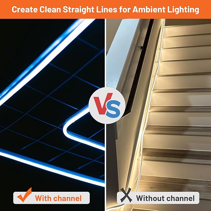 DELight AC 110-120V Waterproof IP65 RGB 100ft Neon Rope Lights with U Channel Pin Connectors Remote Control & APP Dimmable Cuttable Flexible LED Strip Lights Outdoor DIY Project DEL-D1MP100R