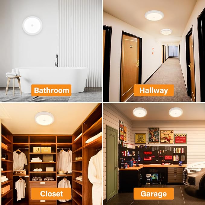 Battery Operated Motion Sensor Ceiling Light with Remote, 3 Color, Dimmable, Wireless LED Battery Powered Closet Light, for Closet Doorway Stairs Hallway Bathroom, 1 Packs(Battery Not Included)