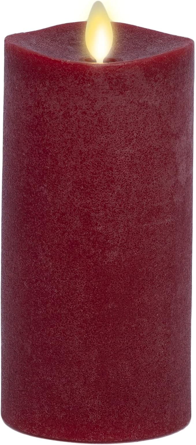 Luminara - Flameless LED Battery Operated Flickering Pillar Candles - Red - Pack of 1-3x6.5 - Realistic Moving Flame Real Wax Indoor/Outdoor Decor