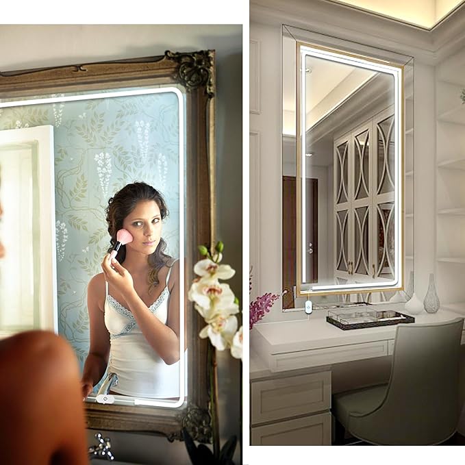 Led Vanity Mirror Lights, 13.2FT 6000k Full Body Mirror Light Strip, Stick on Vanity Lights with AC Adapter Touch Control, Makeup Lighting for Full Body Mirror/Makeup Table/Bathroom