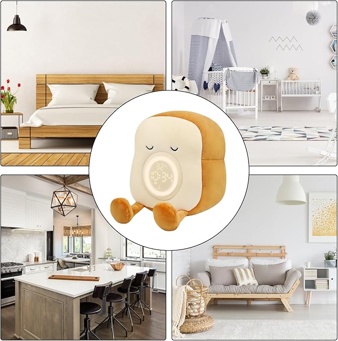 Toast - Bread LED Alarm Clocks,Multifunctional Dimmable Bedside Lamp, Home Decorations for Kids Teens Room Decor Desk Accessories