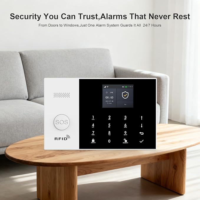 PGST WiFi Alarm System with 2MP HD Security Camera,Wireless Home Security Systems with Door/Window Sensors,Remote,Tuya APP Instant Alerts for Villa,Apartment,Pets,Kids Safety,No Monthly Fee