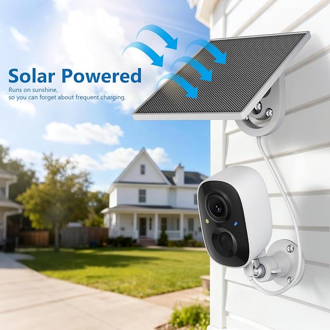 2K FHD Security Camera Wireless OutdoorCamera for Home Security, Instant Alert, AI Human Detection, Color Night Vision,2-Way Talk,SD/Cloud Storage,Solar/Battery Powered,Spotlight,Siren Alarm,2.4G WIFI