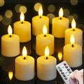 Small Flickering Tea Light Flameless Candles with Battery and Remote,1.5" x2.5" Ivory LED 2/4/6/8H Timer Votive Battery Operated Pillar Plastic Long Lasting 9pcs Tealight Candles