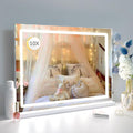 Makeup Vanity Mirror with Lights, 31.5"x 23.6" Large LED Lighted Mirror with 10X Magnification and USB Charging Port, Smart Touch 3 Colors Dimmable, Touch Control for Bedroom, White