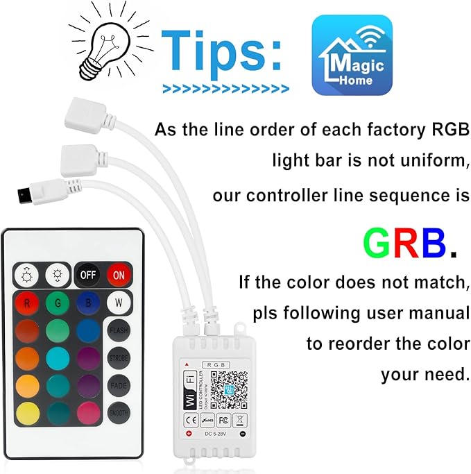 RGBZONE 4PIN WiFi RGB LED Controller, 2-Ports Smart LED Light Strip Controller, DC 5V/12V/24V for SMD 5050 3528 5630 Strip Lights, Compatible with Alexa Google Assistant IFTTT and Siri