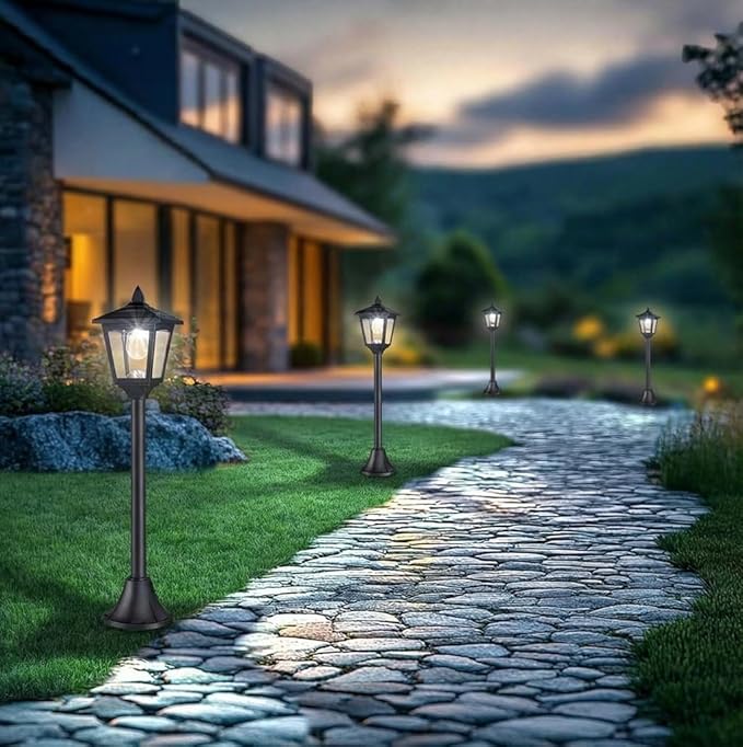 Solar Lamp Post Lights Outdoor 2-Pack, 40'' Waterproof Solar Post Lights with Dusk to Dawn Sensor, Vintage Solar LED Pole Lights for Garden Yard Pathway Driveway Patio