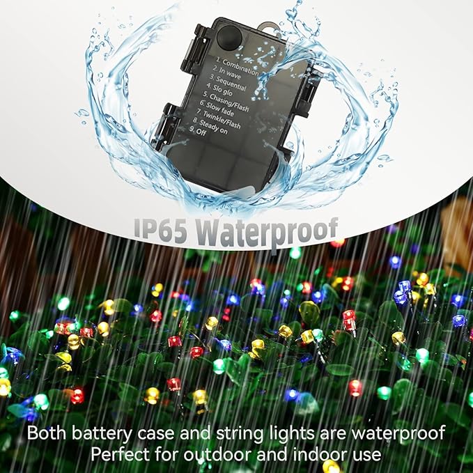 ITICdecor Christmas String Lights 33ft 100 LED Battery Fairy Lights for Indoor Outdoor Waterproof with Remote Control & Timer & 8 Modes Battery Operated String Lights for Xmas Tree Party Garden