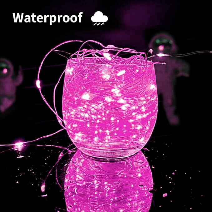 Solar String Lights Outdoor, 99 Feet 300 LEDs 8 Modes Solar Fairy Lights, Waterproof Outdoor Light for Patio Garden Yard Christmas Tree Halloween Wedding Party Decorations, Pink