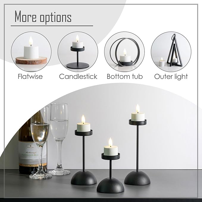 Smtyle White Flickering Flameless Candles with Remote – Battery Operated Set of 3 Long-Lasting Fake Votive Candles for Christmas Decor, Table Decorations & Home Mantel Display