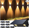 Fence Lights Solar Powered, 8-Pack Solar Fence Lights Up/Down Flexible Buttons, IP67 Waterproof for Outdoor, 100LM Bright, Auto Dusk to Dawn for Wall/Stairs/Yard/Railing/Deck/Pathway (Warm White)