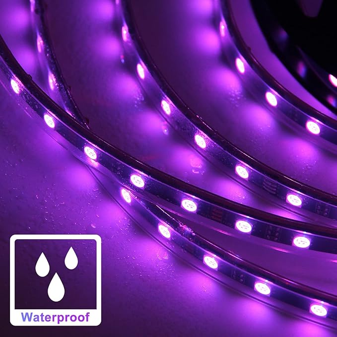VST RGB LED Strip Lights, IP65 Waterproof 9.8ft LED Tape Light, Music Sync Color Changing Strip Lights, Smart App Control RGB Strip with Rechargeable Power Bank for Bedroom Home Party Decoration