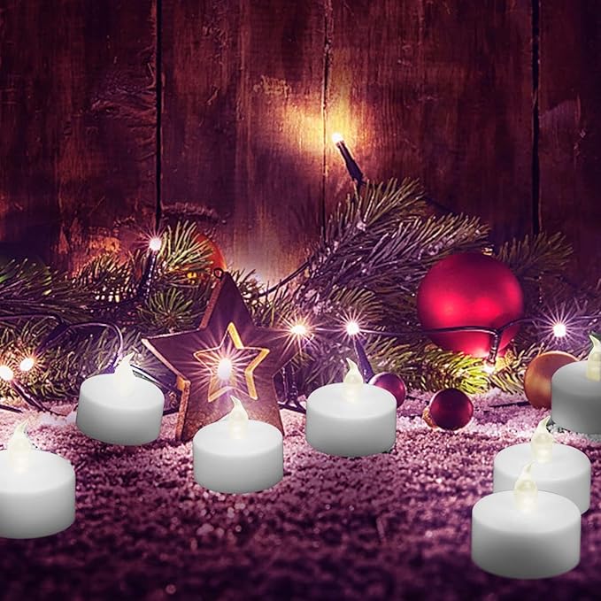 LED Tea Lights with Remote Control: 24pcs Flickering Flameless Candles,Long Lasting 400+Hours,Battery Operated Electric Tealight for Home Decoration Seasonal&Festival Celebration(Warm White)