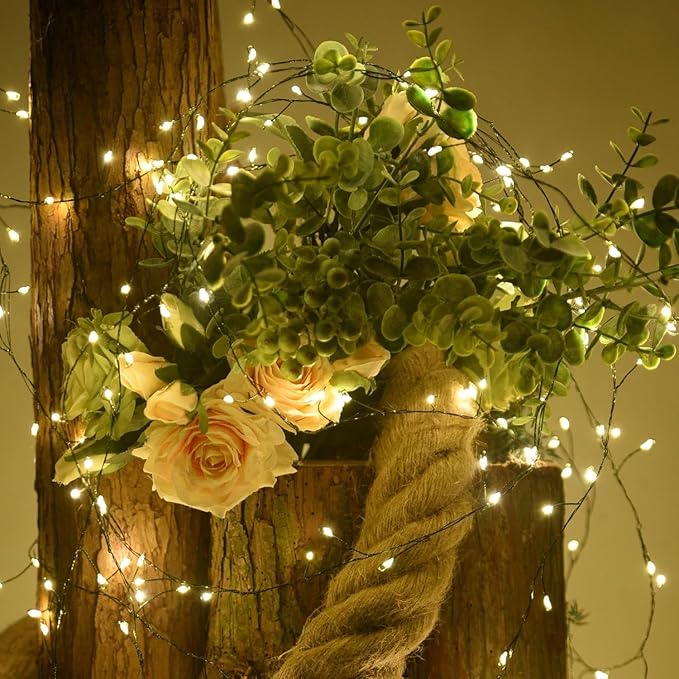 Dailyart Fairy Lights Plug in, 200 Led Fairy Light with Remote 10Ft Fairy Lights with Timer 8 Modes Warm Lights for Bedroom Wreath Party Window Wedding Christmas Tree Decoration Green Wire