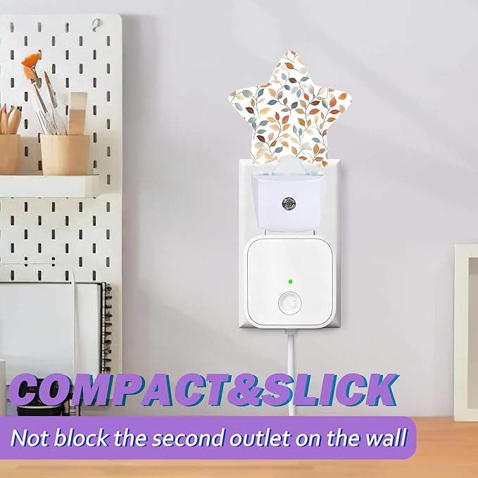 Fall Leaves Night Light for Kids,Watercolor Leaf Night Lights Plug Into Wall, Lightweight Dusk to Dawn Light Sensor Warm Nightlights for Girls Boys Bedroom Nursery Basement