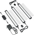 EShine 3 Pack 12 inch Black Smart Dimmable LED Under Cabinet Lighting Kit Compatible with Alexa, Google - Cool White (6000K)