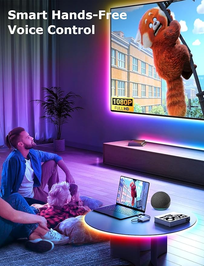 RGB+IC 82FT LED Strip Lights, Continuous Connection Smart LED Lights for Bedroom, Bluetooth LED Lights APP Control, Color Changing LED Light Music Sync for Gaming Room, party, bar, kitchen, Indoor