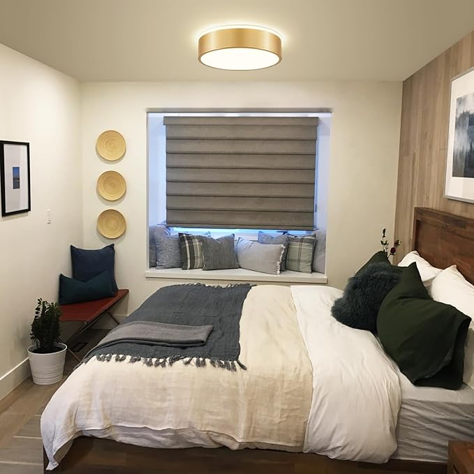 Dimmable Gold LED Ceiling Light Fixture, 5CCT 2700 K-6000 K Modern Flush Mount Ceiling Light, Round Minimalist Lighting Fixture for Bedroom, Kitchen, Laundry Room, Hallway, 11.81 Inch