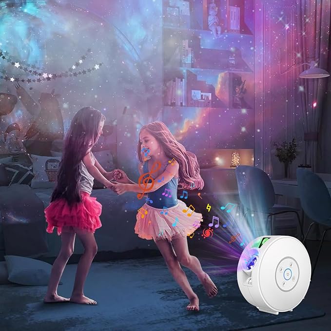NUNET Smart Galaxy Star Projector for Bedroom - APP Voice Control Bluetooth Speaker, Rotatable Nebula Night Light with 6 HD Slides & 37 White Noises Timer, Kids Ceiling Sky Stars Room Decor Light