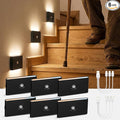 wowatt 6 Packs Rechargeable Motion Sensor Stair Light Black (Magnetic Mounting Design)(Sensor Modes Available)(Lighting Dimmable) Battery Night Lights for Stairway, Hallway, Bathroom